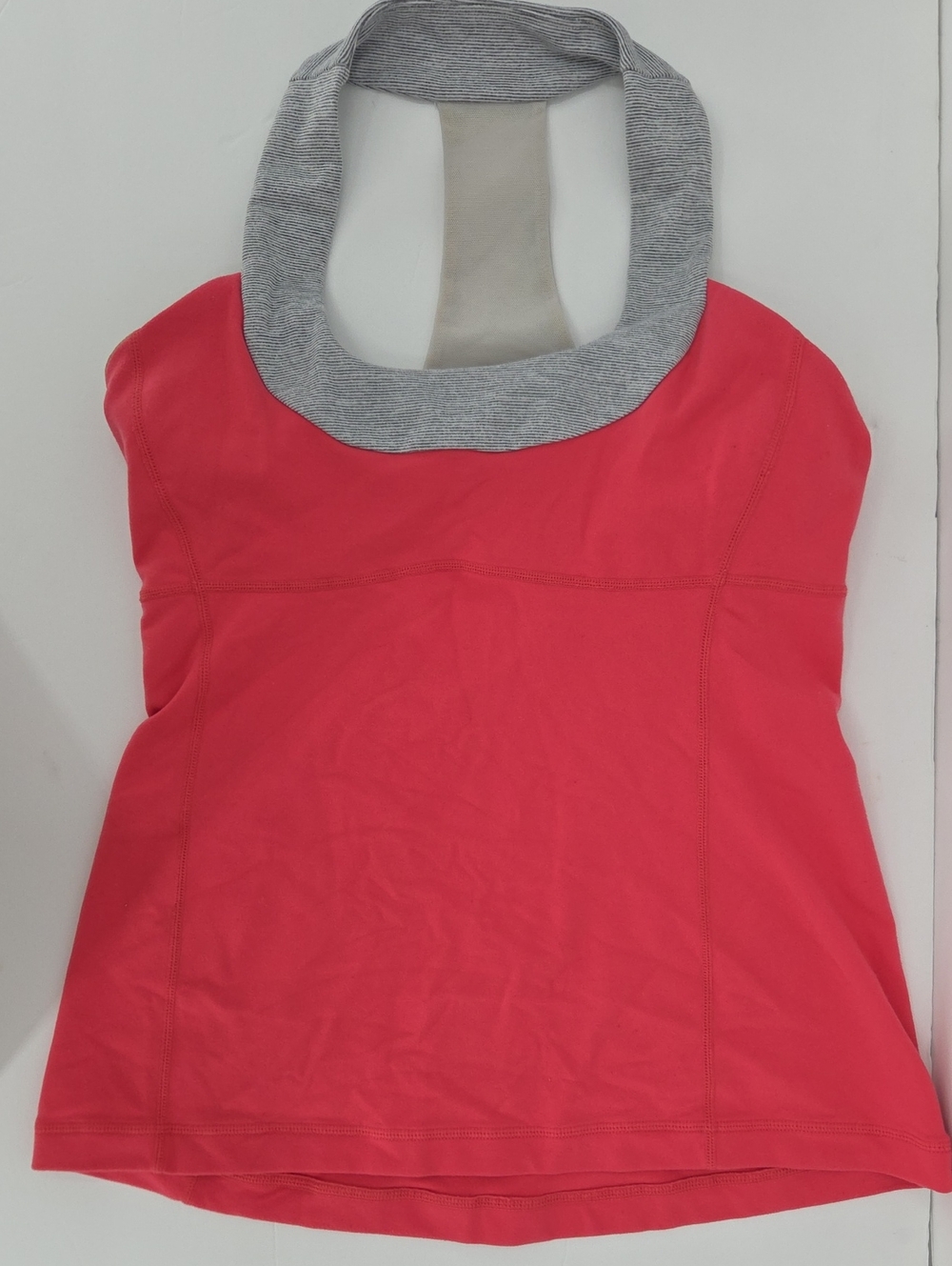 lululemon athletica Coral Halter Tank with Heather Gray Neck